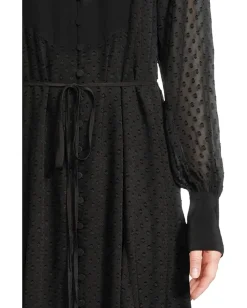 Madewell Suzy Dress - Viscose Clip Dot Jacquard True Black Discount