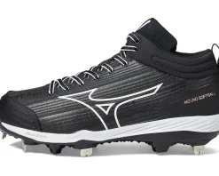 Mizuno Sweep 6 Mid Softball Cleats Black/White New