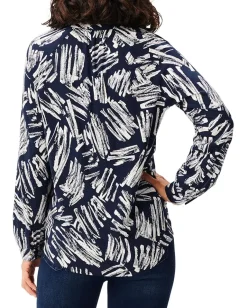 NIC+ZOE Sweet Strokes Shirt Indigo Multi Best