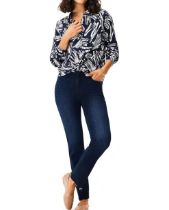 NIC+ZOE Sweet Strokes Shirt Indigo Multi Best