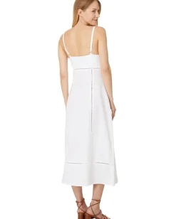 Madewell Sweetheart Midi Dress in Linen-Cotton Blend Eyelet White Discount