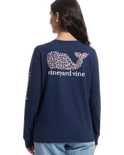 Vineyard Vines Tailgating Icons Whale Fill Long-sleeve Pocket Tee Blue Blazer New