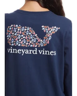 Vineyard Vines Tailgating Icons Whale Fill Long-sleeve Pocket Tee Blue Blazer New