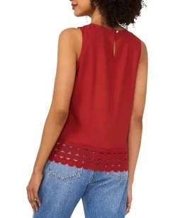 Vince Camuto Tanks Blouse with Lace Hem Chilli Discount
