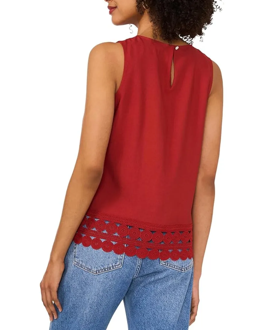 Vince Camuto Tanks Blouse with Lace Hem Chilli Discount