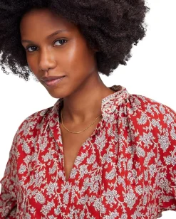 Madewell Tara Top - Printed Cotton Viscose Voile Ground Madder New