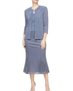 Women Alex Evenings Tea Length Jacket Dress
