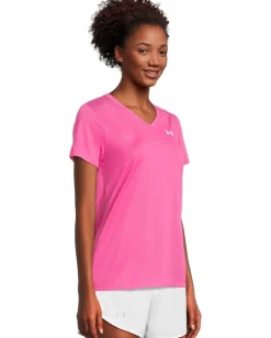 Women Under Armour Tech Short Sleeve V-Neck Solid