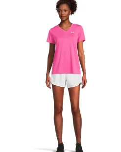 Women Under Armour Tech Short Sleeve V-Neck Solid