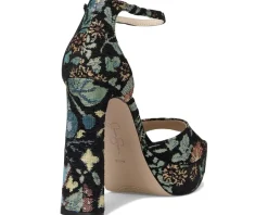 Jessica Simpson Telxia Ankle Strap Platform Sandals Black Multi Discount