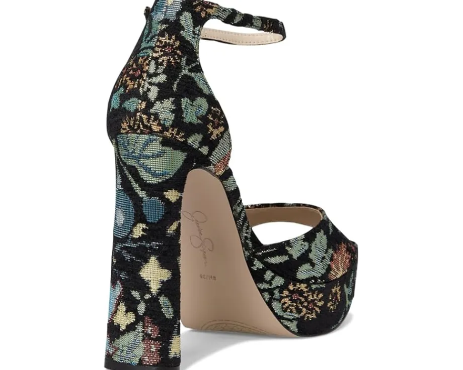 Jessica Simpson Telxia Ankle Strap Platform Sandals Black Multi Discount