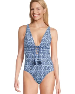 Women Tommy Bahama Terrazzo Tile Tie Front 1Pc