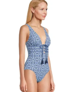 Women Tommy Bahama Terrazzo Tile Tie Front 1Pc