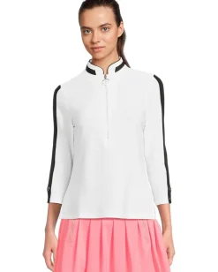 Women Jamie Sadock Textured Ottoman 3/4 Sleeve 1/4 Zip Top