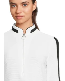 Women Jamie Sadock Textured Ottoman 3/4 Sleeve 1/4 Zip Top