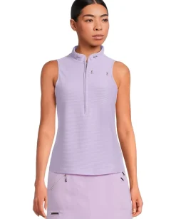 Jamie Sadock Textured Ottoman Solid Sleeveless Polo Lilac Purple New