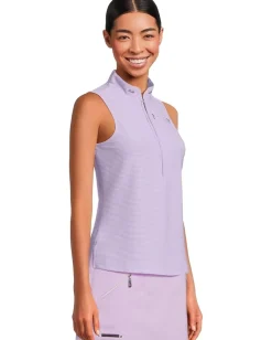 Jamie Sadock Textured Ottoman Solid Sleeveless Polo Lilac Purple New