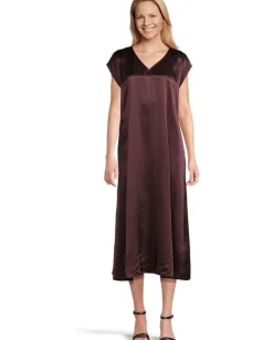 Women Eileen Fisher Textured Satin V-neck Dress