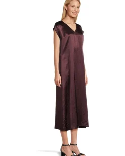Women Eileen Fisher Textured Satin V-neck Dress