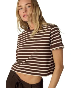 Joe's Jeans The Boxy Tee Brown/Sand Stripe Discount