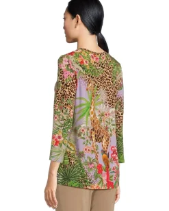 Women Johnny Was The Janie Favorite 3/4 Sleeve V-neck Swing Tee