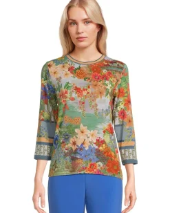 Johnny Was The Janie Favorite 3/4 Sleeve Crew Neck Tee Asteria Best