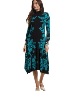 Women Johnny Was The Janie Favorite Hankerchief Hem Mock Neck Dress