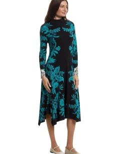 Women Johnny Was The Janie Favorite Hankerchief Hem Mock Neck Dress