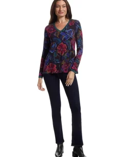 Women Johnny Was The Janie Favorite Long Sleeve V-neck Swing Tee- A