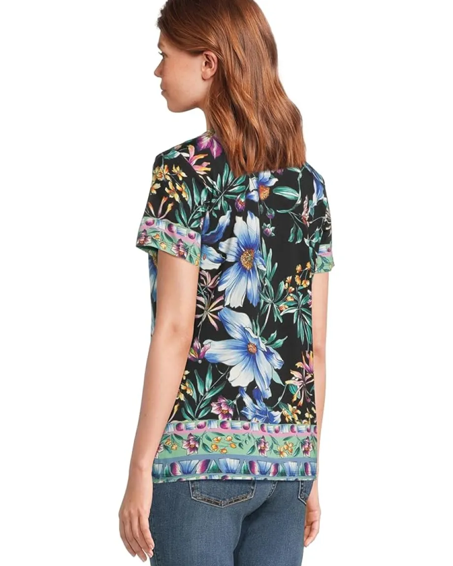 Women Johnny Was The Janie Favorite Short Sleeve Henley Tee