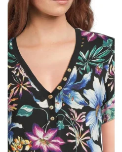 Women Johnny Was The Janie Favorite Short Sleeve Henley Tee