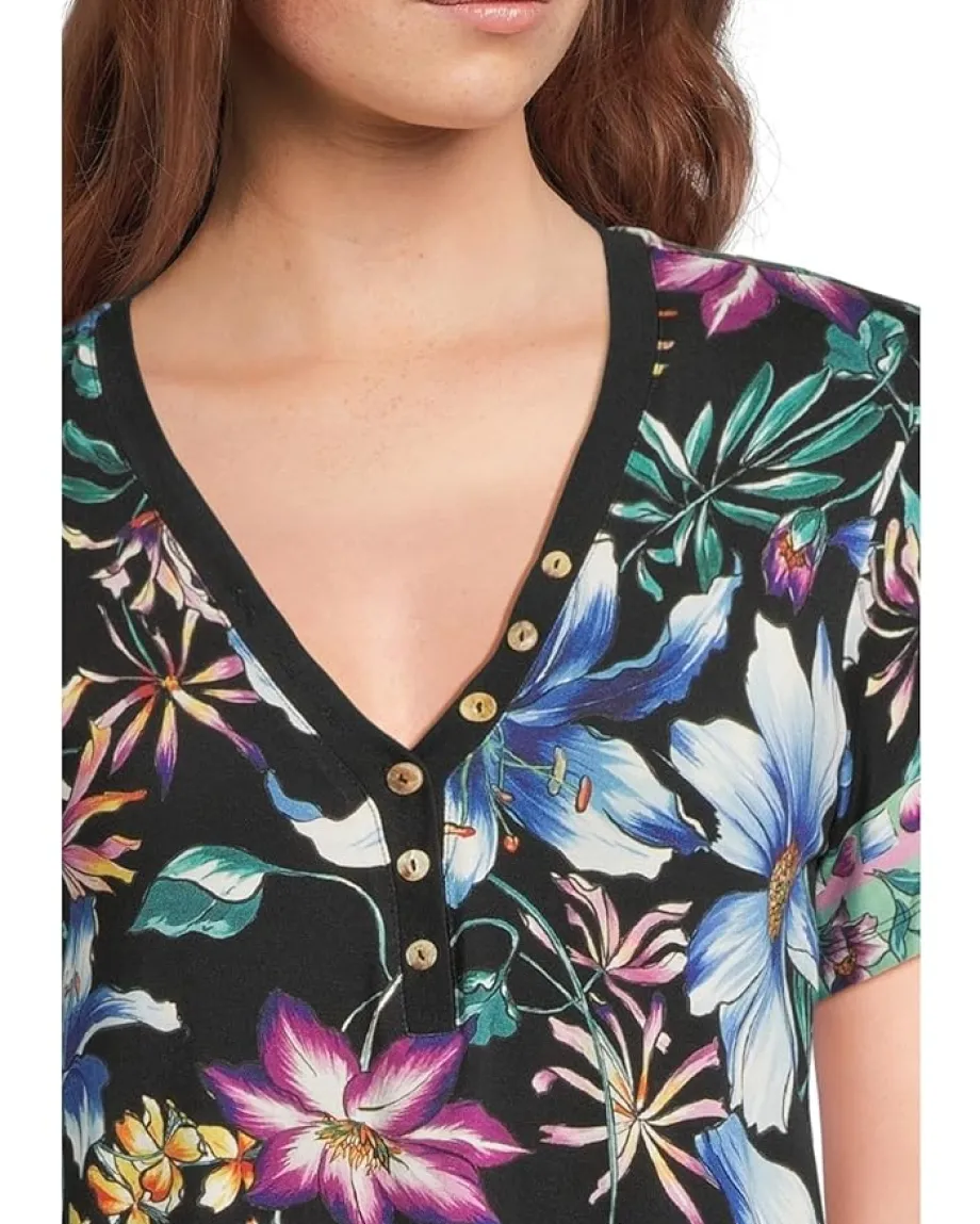 Women Johnny Was The Janie Favorite Short Sleeve Henley Tee