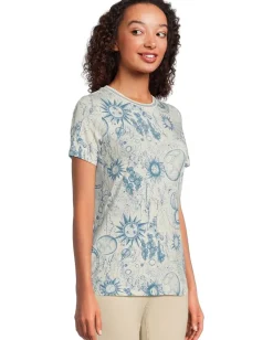 Johnny Was The Janie Favorite Short Sleeve Crew Neck Tee- Min Mina Blue New