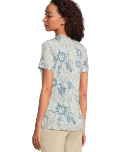 Johnny Was The Janie Favorite Short Sleeve Crew Neck Tee- Min Mina Blue New