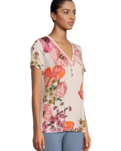 Johnny Was The Janie Favorite Short Sleeve Henley Tee Rosabelia Discount