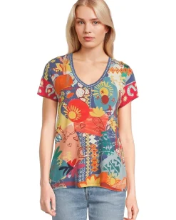 Women Johnny Was The Janie Favorite Short Sleeve V-Neck Tee