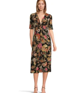 Women Johnny Was The Janie Favorite Twist Front Midi Swing Dress- L