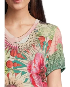 Women Johnny Was The Janie Favorite V-neck Puff Sleeve Tee-