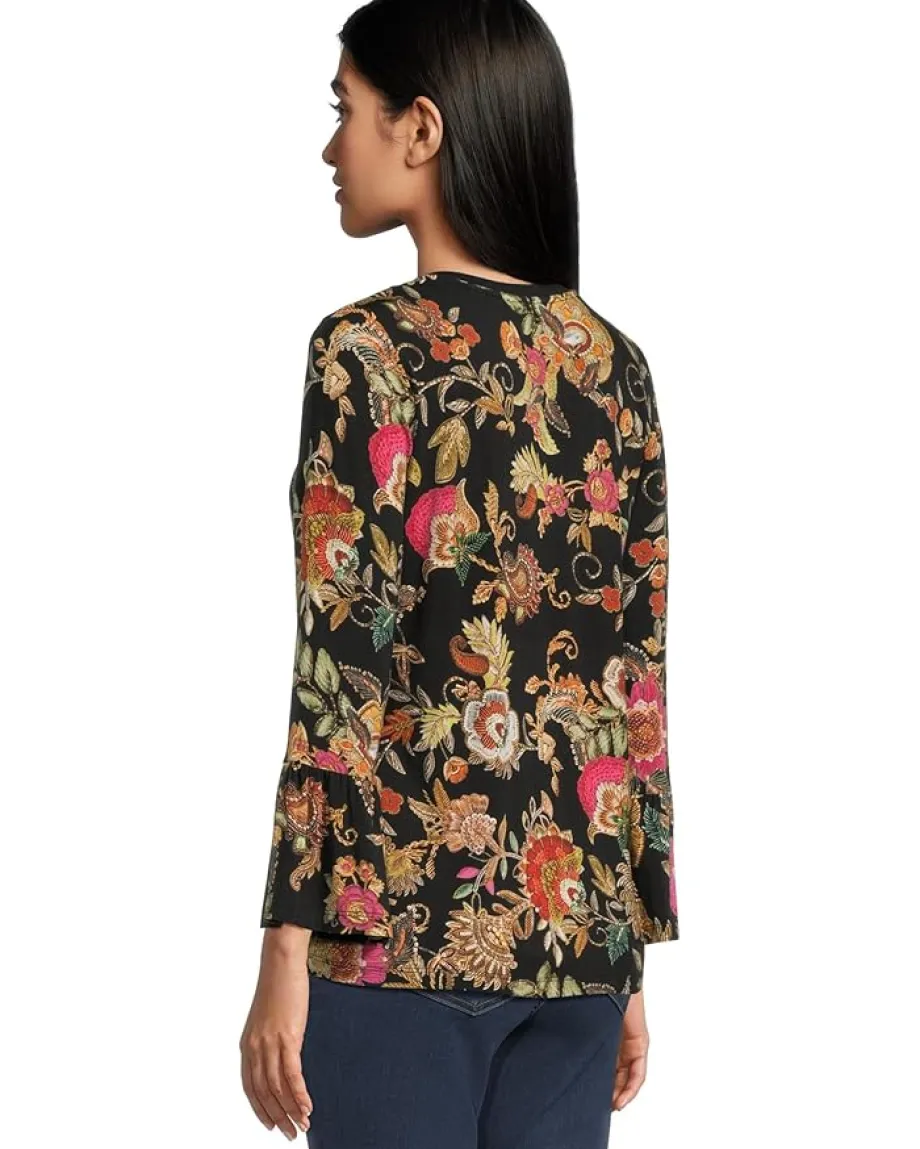 Women Johnny Was The Janie Favorite V-neck Flute Sleeve Tee- Lowri