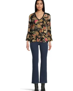 Women Johnny Was The Janie Favorite V-neck Flute Sleeve Tee- Lowri