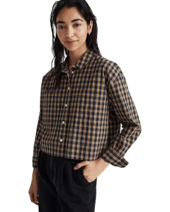 Women Madewell The Signature Poplin Crop Shirt in Plaid