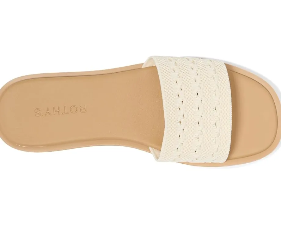 Rothy's The Slide Sandals Sandy Crochet Clearance