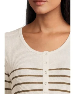 Splendid Thermal Forevr Stripe Henley Pale Oak Heather/Soft Chocolate Hot