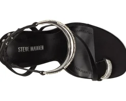 Steve Madden Tia Black Satin Rhinestone Sale