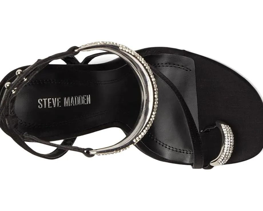 Steve Madden Tia Black Satin Rhinestone Sale