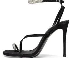 Steve Madden Tia Black Satin Rhinestone Sale