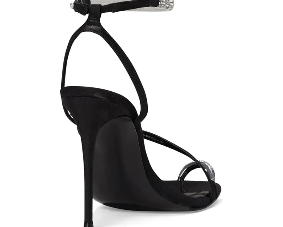 Steve Madden Tia Black Satin Rhinestone Sale