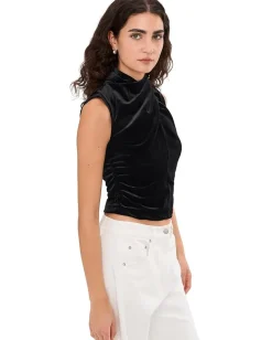 Women AllSaints Tia Velvet Short Sleeve Top