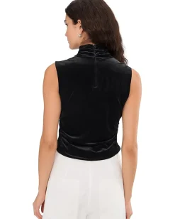 Women AllSaints Tia Velvet Short Sleeve Top