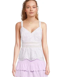 Lilly Pulitzer Tiah Eyelet Top Water Hyacinth Dancing Daisies Eyelet New